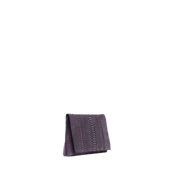 FOLDOVER CLUTCH PETROL SUEDED PYTHON - Image 2