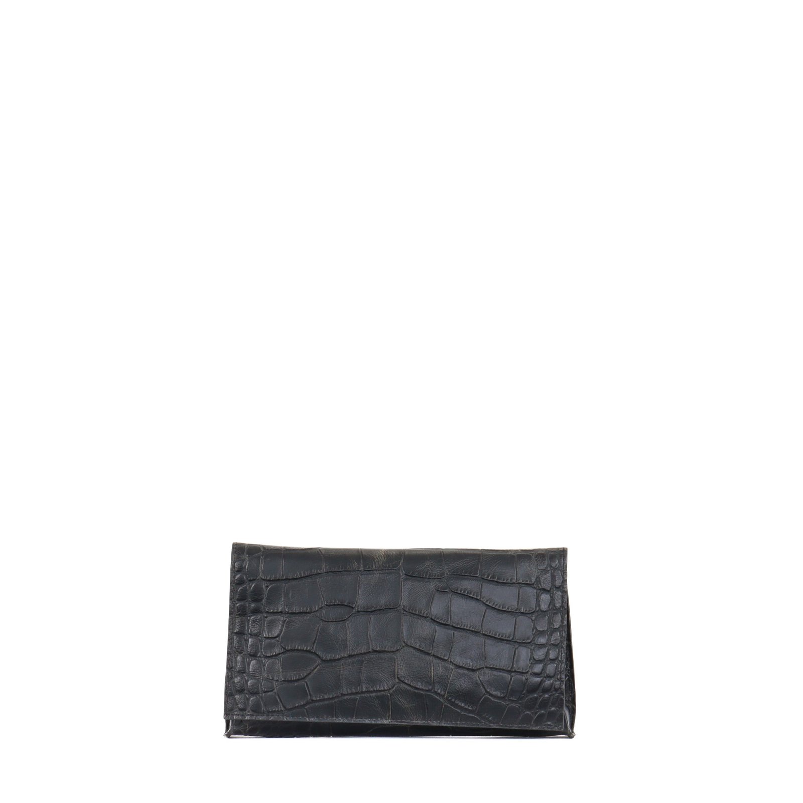 FOLDOVER CLUTCH VINTAGE BLACK EMBOSSED GATOR